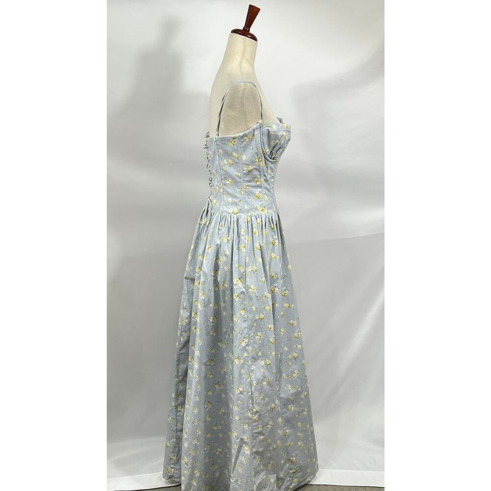 HOUSE OF CB Sz M Medium Bigger Cup Blue Dress Rona Blue Floral Corset - Picture 5 of 11